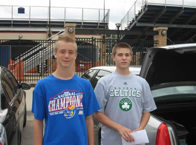 Brent and Kyle Owens in the Feildhouse PArking lot